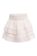 Girls tiered ruffle skirt with elastic waistband, white