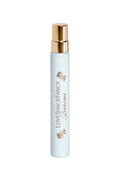 Light blue perfume travel spray bottle with gold cap and LoveShack Fancy label