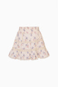 Floral tiered cotton skirt in antique vanilla, flat lay