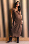 Brown suede cowboy ankle boots with fringe tassels and low block heel