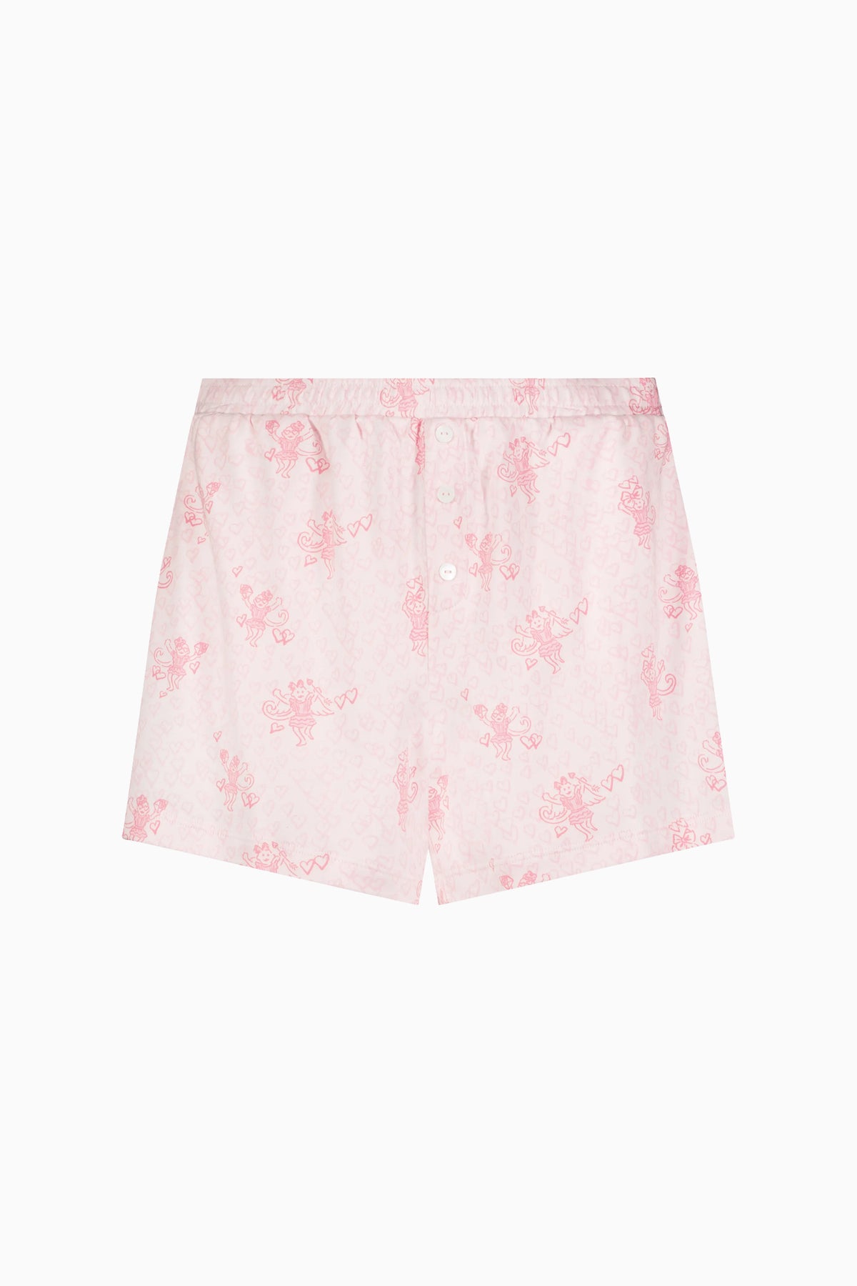Pink heart-print boxer shorts with elastic waistband