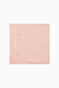 Clem printed cotton head scarf in peach with small bow and flower motifs pattern