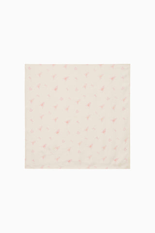 Clem printed cotton head scarf in light cream with scattered small bow motifs