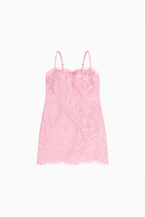 Tween lace slip dress with spaghetti straps, light pink violet shade
