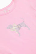 Pink cotton baby tee with sparkling unicorn sequin-style applique