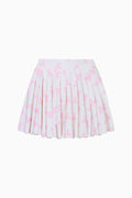 White printed active skort with pink motifs and pleated tennis skirt