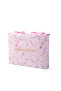 Floral duvet cover and sham set in pink, tied gift bag with LOVESHACKFANCY text