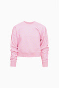 Tween girls' pink ditsy floral pullover, long sleeves, crew neck