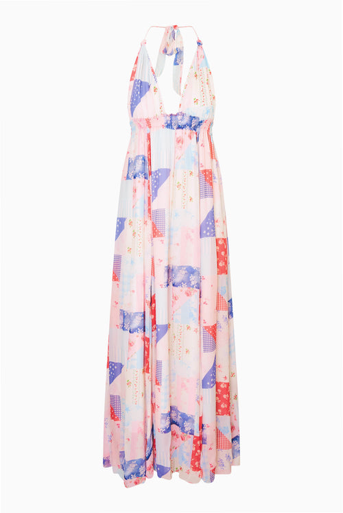 Fancy Patchwork Halter Maxi Dress