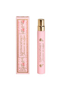Pink eau de parfum travel spray with gold cap and matching gift box