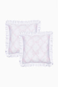 Euro pillow sham set of 2 with pink bow pattern and ruffled edges