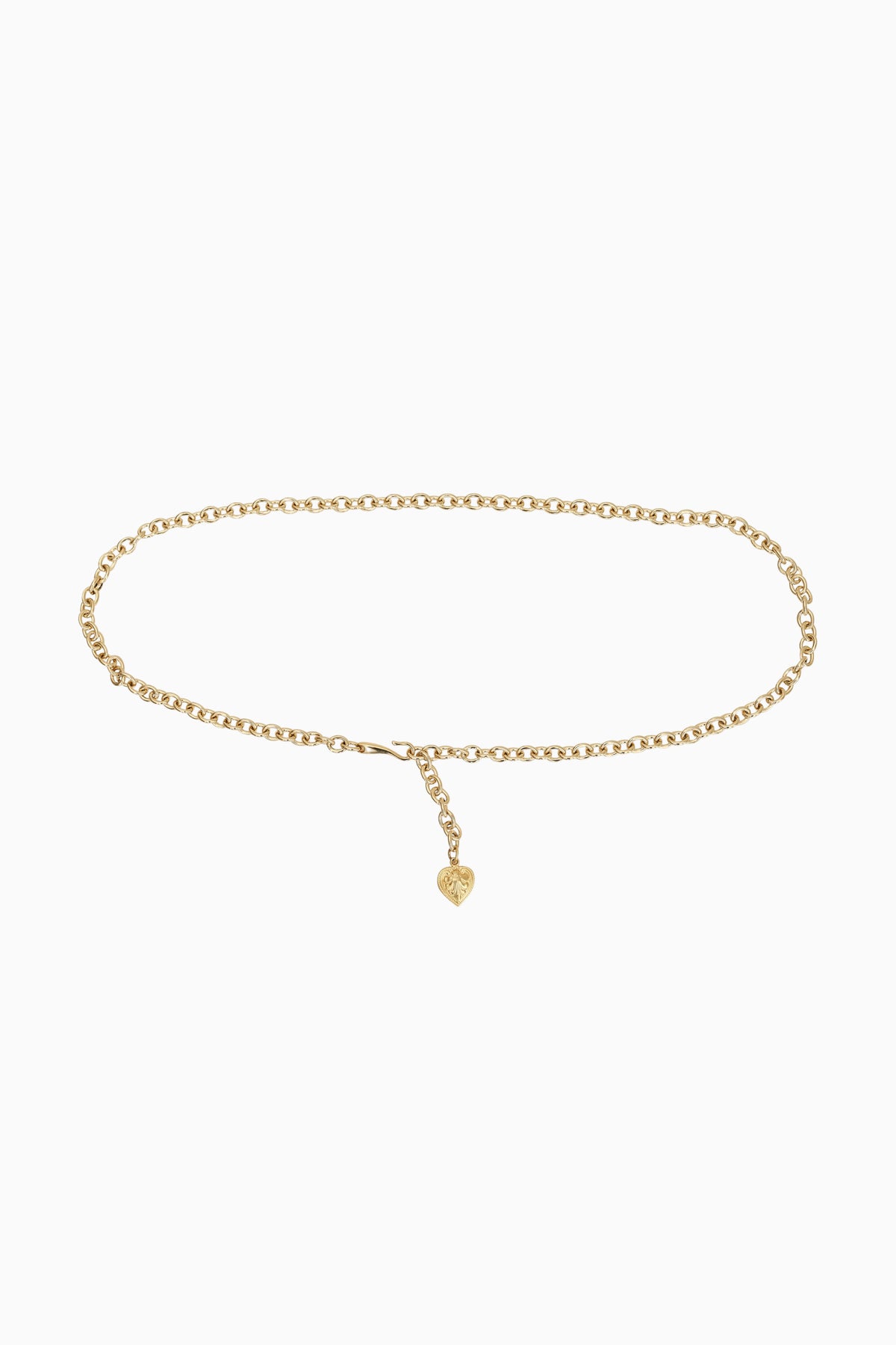 Gold chain belt with small heart pendant