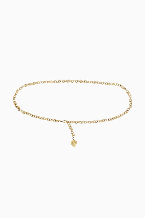 Gold chain belt with small heart pendant