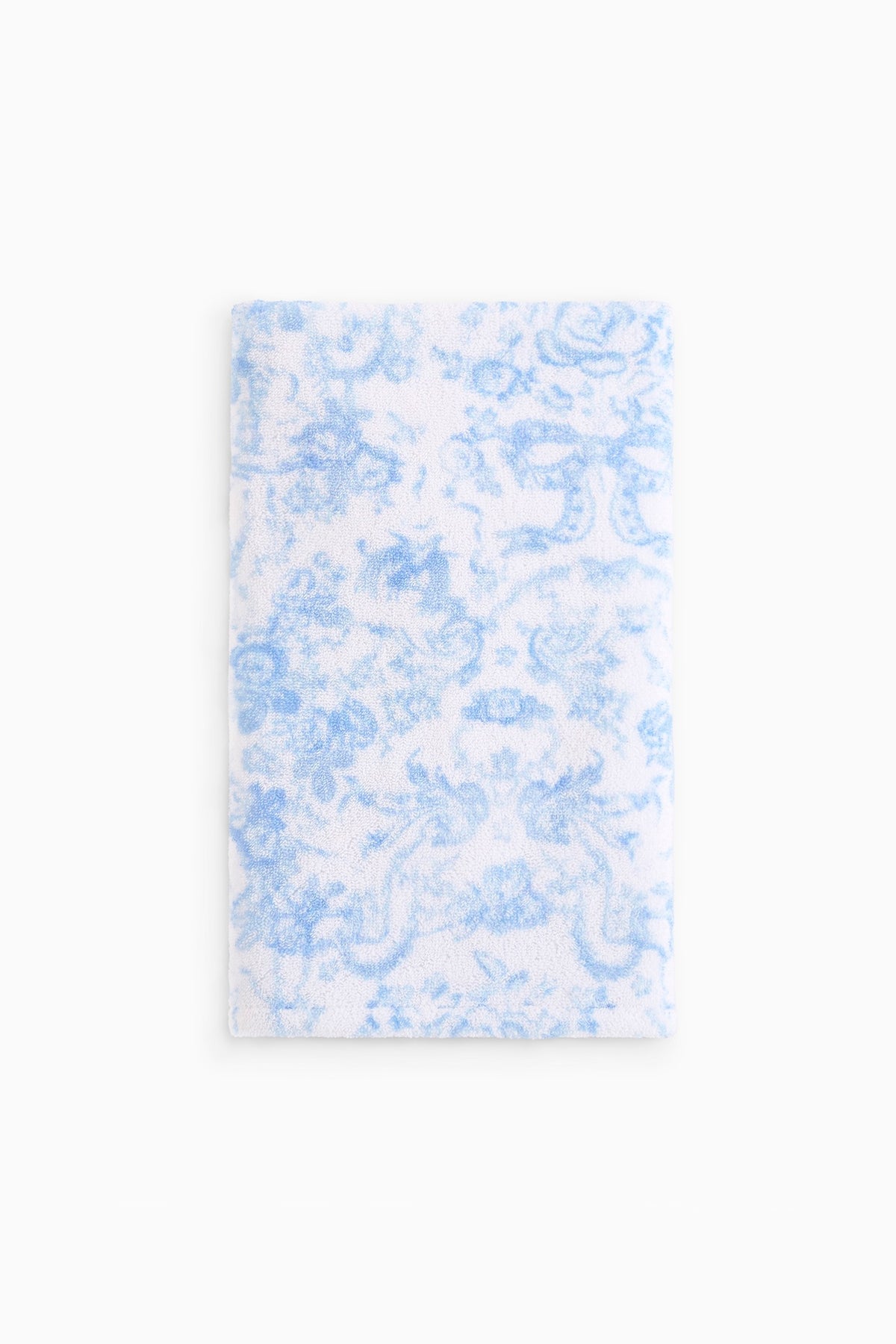 Light blue cotton hand towel with all-over floral pattern