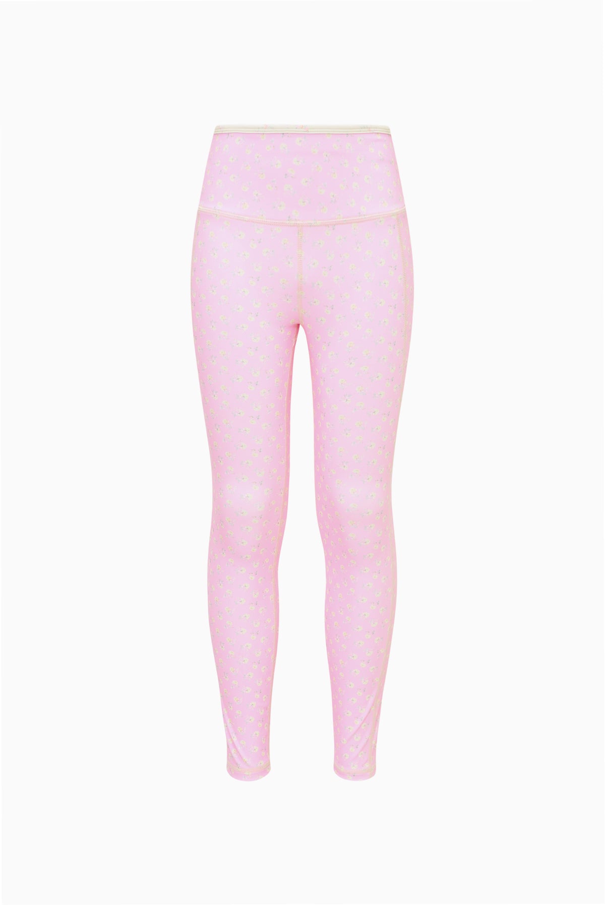 Girls' pink ditsy floral highland leggings, full-length slim fit
