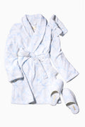 Indie printed robe, light blue printed long sleeves with waist belt tie