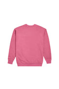 Pink crewneck pullover sweatshirt with long sleeves