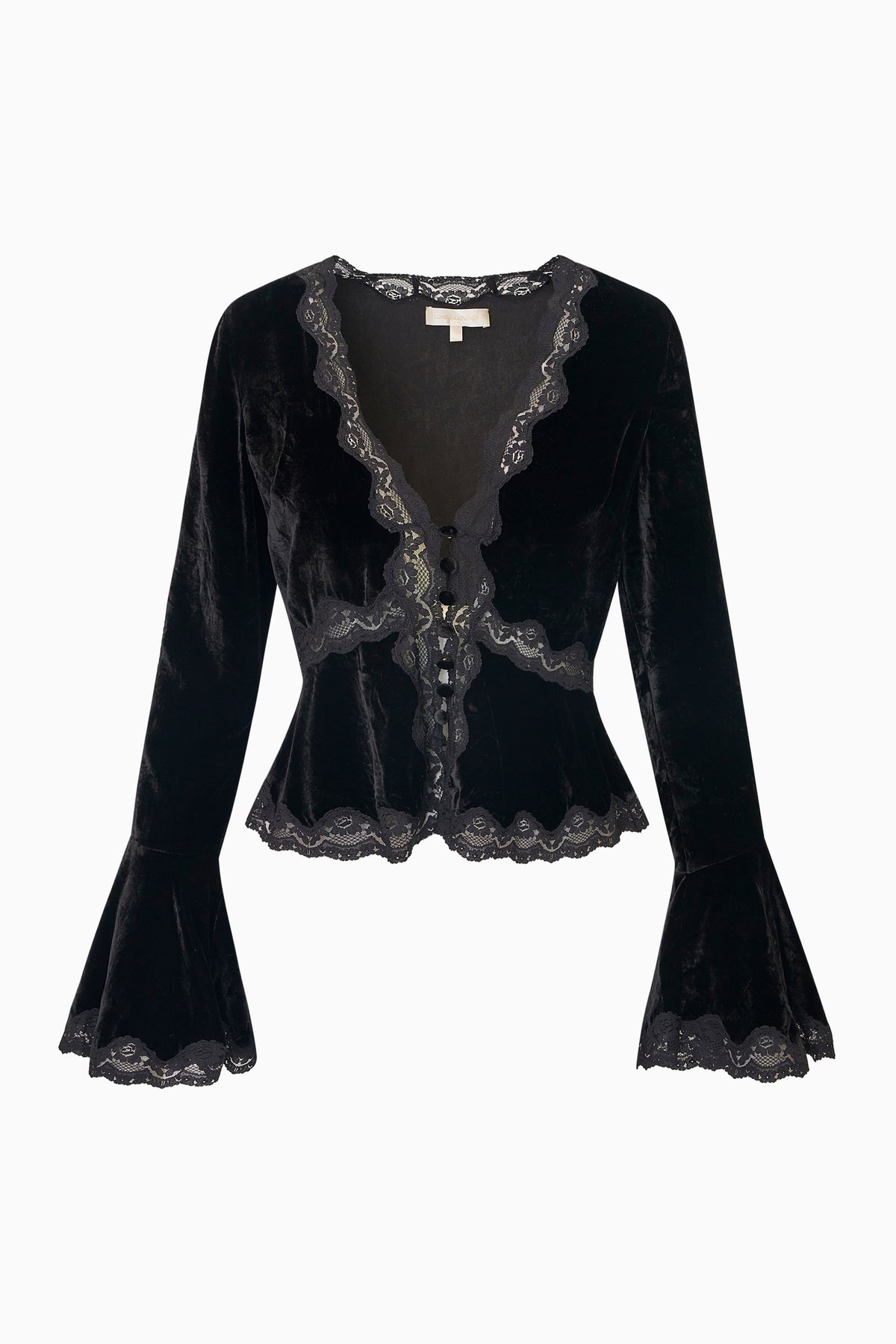 Kealah Lace-Trimmed Velvet Top
