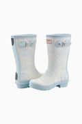 Kids short rain boots by Hunter x LoveShackFancy, light blue toile print