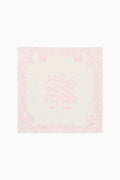 Silk-blend scarf, ivory with pink floral pattern