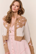 Wool-blend cardigan with round buttons, long sleeves, and heart, star, and animal motifs