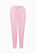 Ditsy floral sweatpants, light pink with drawstring waist and tapered ankle cuffs