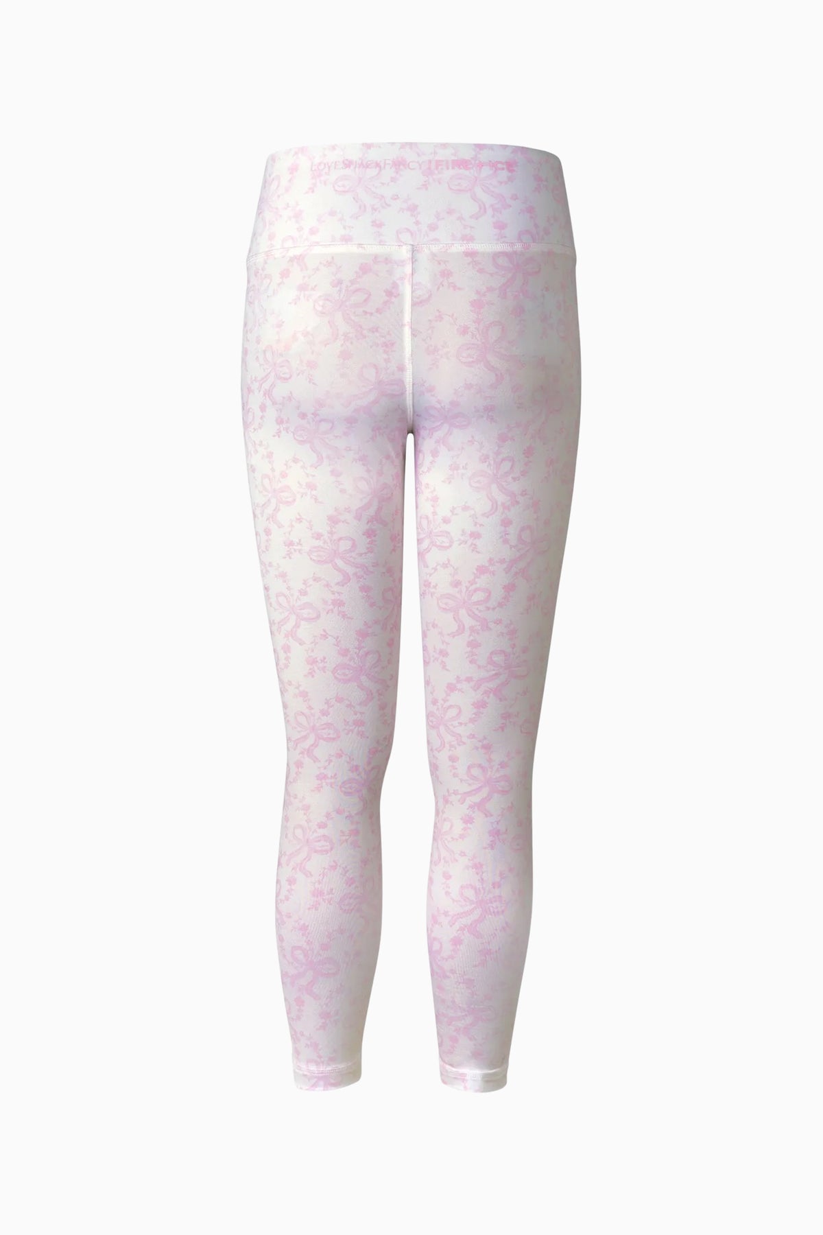 Girls chantilly pink jersey pants with allover print, elastic waistband, ankle cuffs