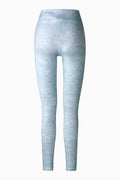 Blue patterned leggings with slim fit and elastic waistband