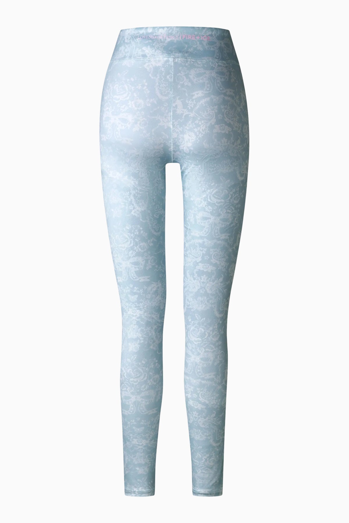 Blue patterned leggings with slim fit and elastic waistband