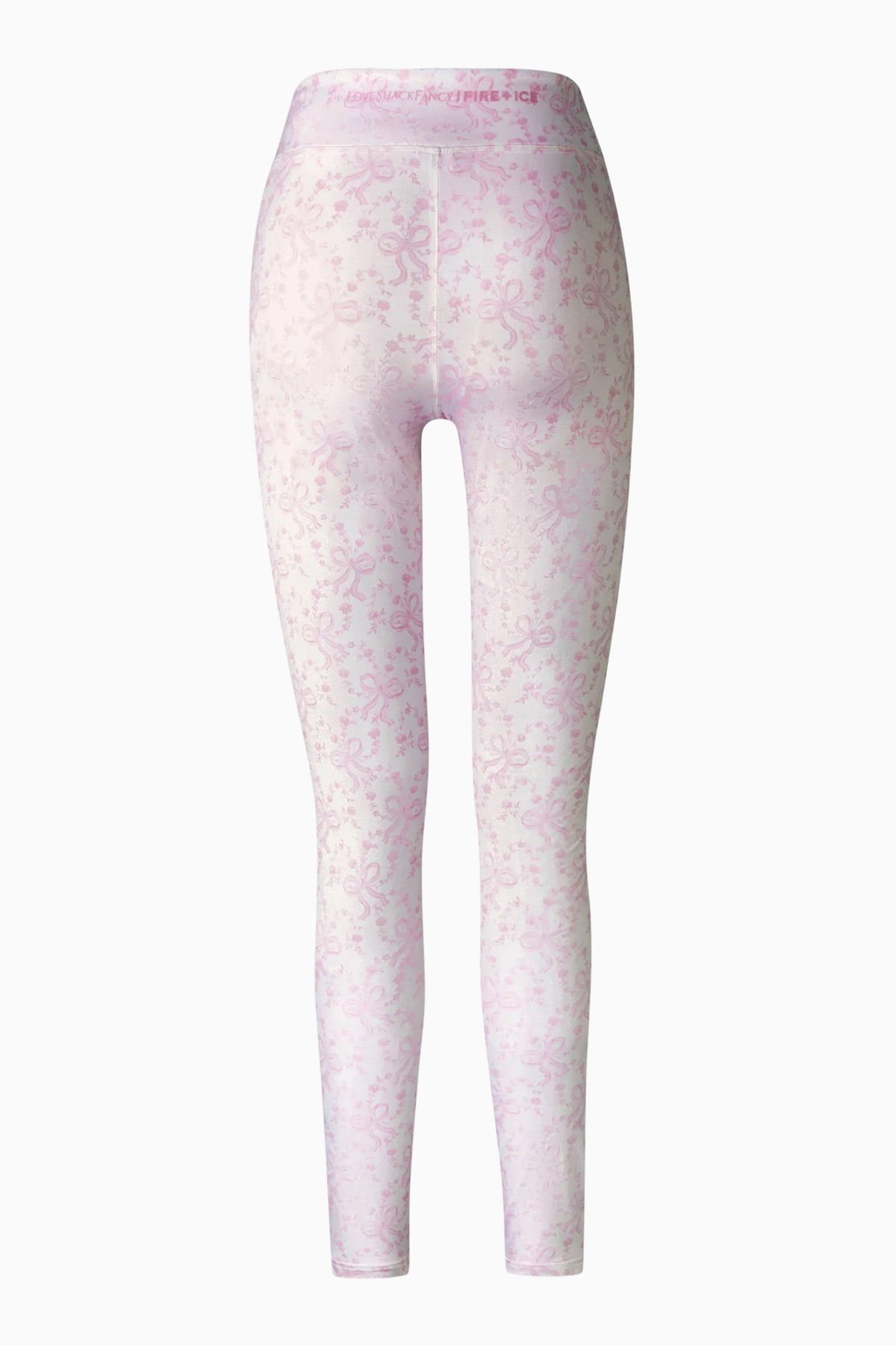 Mauve floral-pattern leggings with an elastic waistband and full-length legs