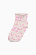 Heirloom print socks in pale pink with small floral pattern