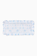 Light blue ruffled lumbar pillow with frilled border