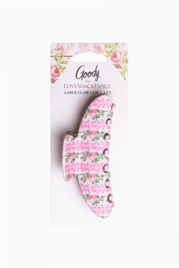 Large floral claw clip with pink rose pattern