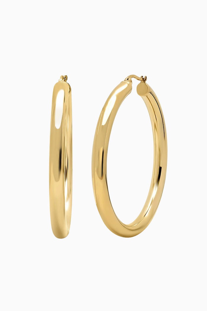BYCHARI Sade L gold hoop earrings with oval hinged hoops