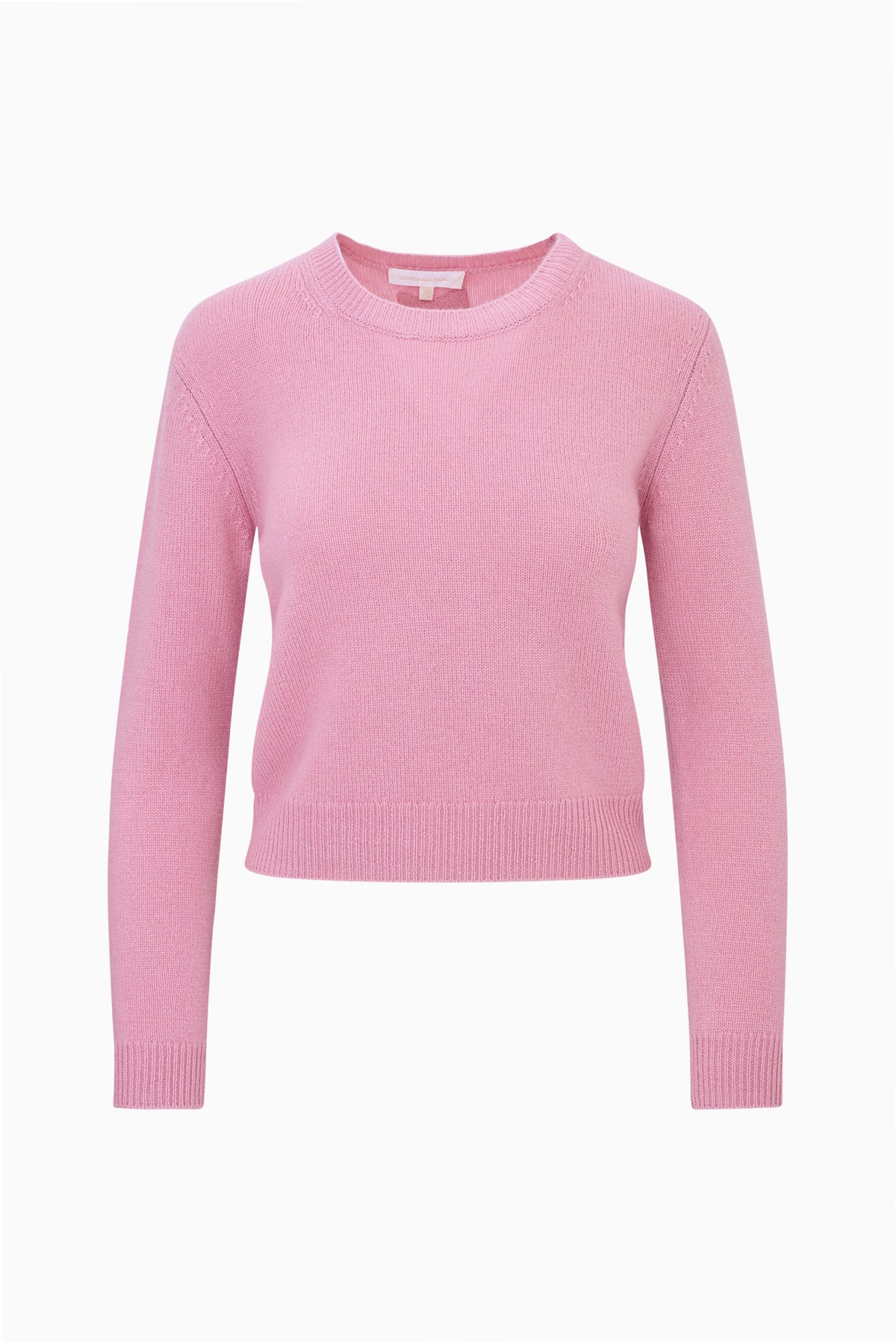 Fitted cashmere pullover with crew neckline, long sleeves, ribbed hem, dusty pink