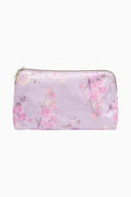 Medium travel pouch, lilac floral print, zip closure