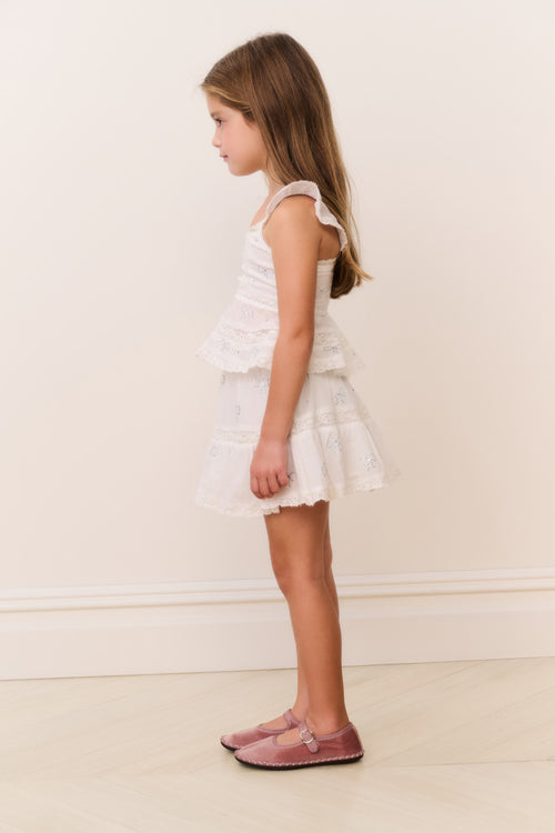 Little Girls Melsy Crystal Bow Cotton Top