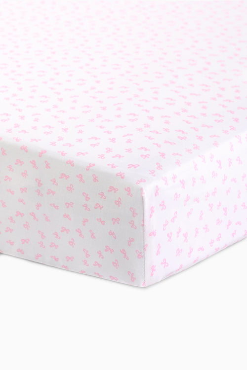 Cotton crib sheet, pink mini floral print with fitted corners