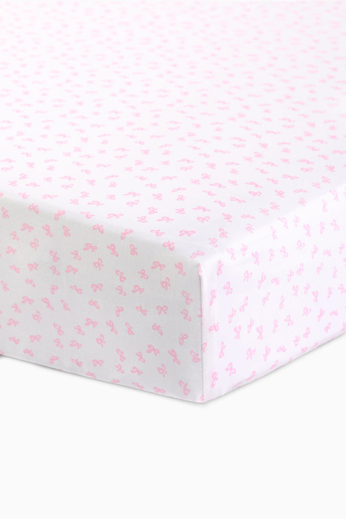 Cotton crib sheet, pink mini floral print with fitted corners