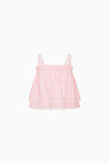 Girls pink gingham ruffle camisole top with spaghetti straps