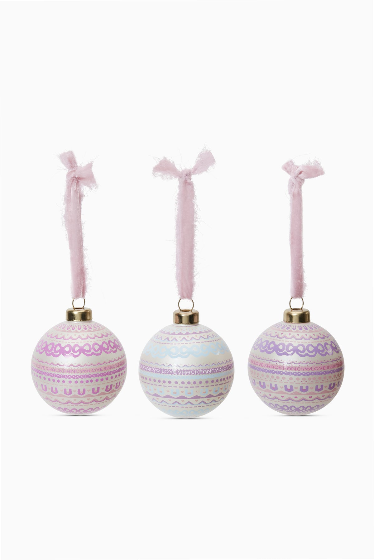 Mini Holiday Printed Ornament Set of 3