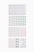 Pastel coquette mahjong tile set, assorted floral and letter-number designs