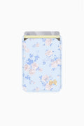 Magnetic wallet insert for MagSafe, light blue floral rosette pocket with card slot