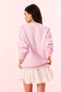 Light pink pullover sweatshirt, crew neck, long sleeves (back view)