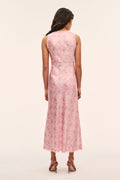 Pink floral silk-blend maxi dress, sleeveless with low back and straight skirt