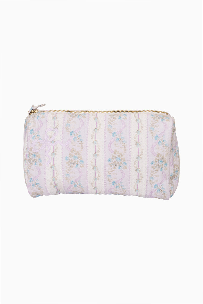 Pastel patterned zip-top pouch bag with top handle loop