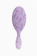 Purple floral paddle hairbrush with rounded cushioned head