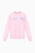 Palo Location pullover in pale pink with 'NAPLES' graphic on crewneck