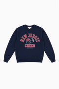 Navy cheer pullover sweatshirt with bold New Jersey Cheer chest graphic