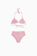 Girls' ditsy floral bikini set in pink, tie-back triangle top and matching briefs
